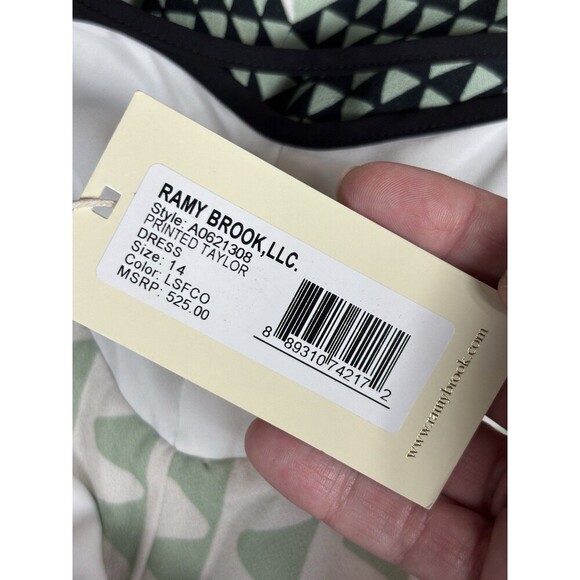 Ramy Brook Printed Taylor Maxi Dress Light Green Mint Print 14 Halter Neck Plus - Picture 6 of 15